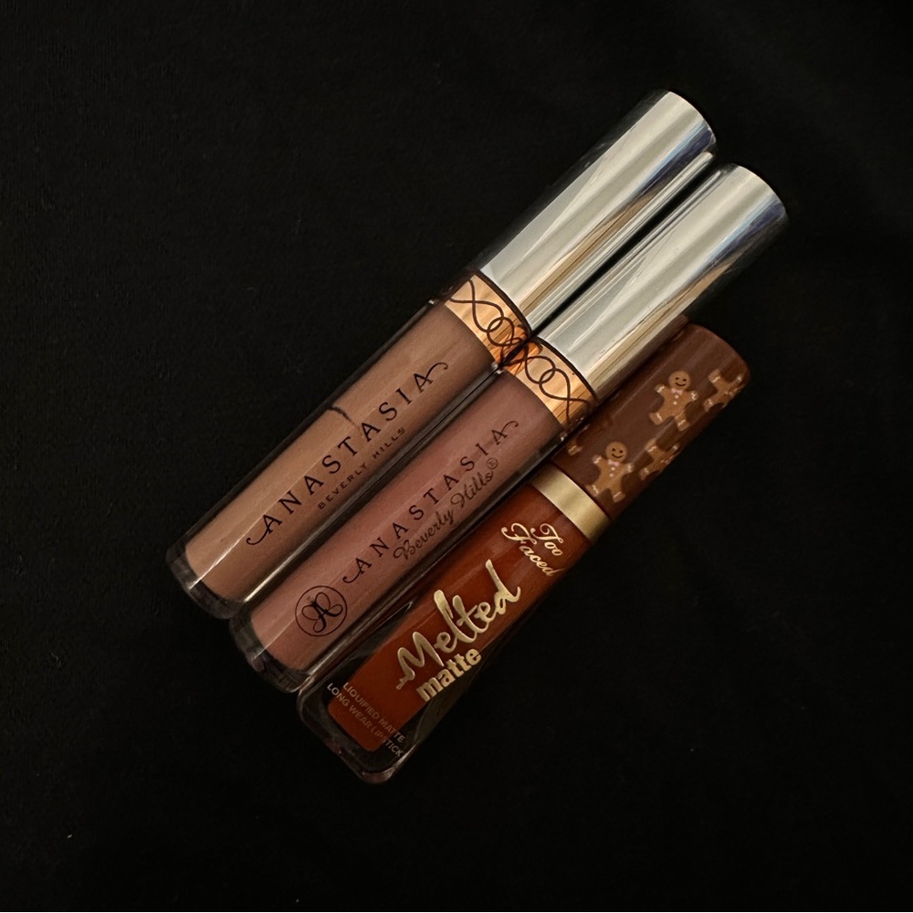 Liquid Lipsticks 3 for 1 ABH Anastasia Beverly Hills and Too Faced
